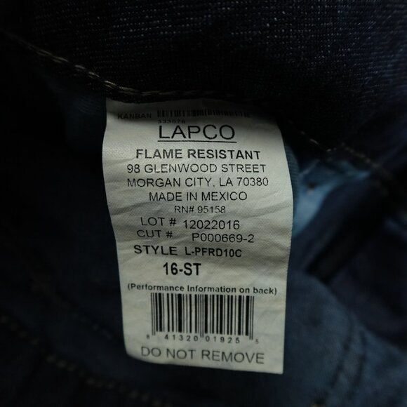 Lapco Fr Jeans Womens 16 Blue Workwear Contoured Waistband Mid Rise Boot Cut - Picture 4 of 14
